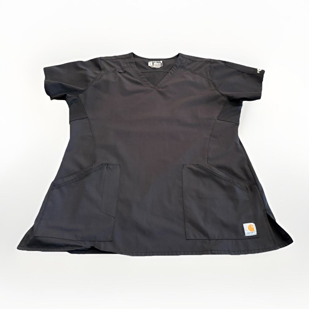 Carhartt Force Womens Black Scrub Top V-Neck Short Sleeve Modern Fit M C12106